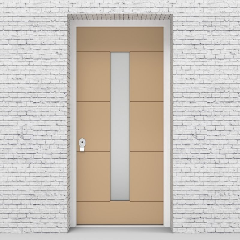 7.single Door 4 Horizontal Lines With Central Glass Light Ivory (ral1015)
