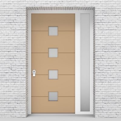7.single Door With Right Side Panel 4 Horizontal Lines With 4 Glass Light Ivory (ral1015)