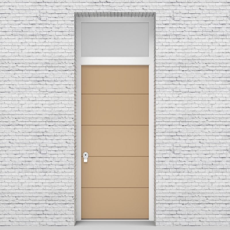 7.single Door With Transom 4 Horizontal Lines Light Ivory (ral1015)