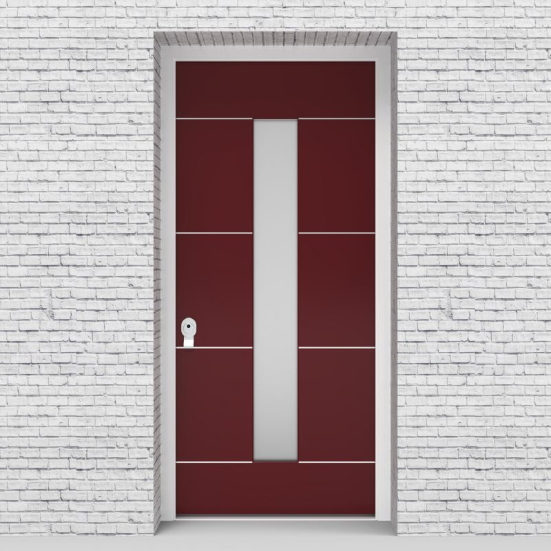 8.single Door 4 Aluminium Inlays With Central Glass Ruby Red (ral3003)