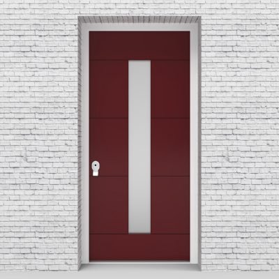 8.single Door 4 Horizontal Lines With Central Glass Ruby Red (ral3003)