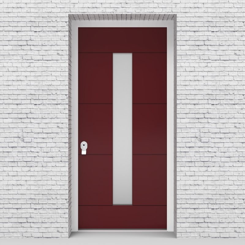 8.single Door 4 Horizontal Lines With Central Glass Ruby Red (ral3003)