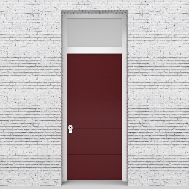 8.single Door With Transom 4 Horizontal Lines Ruby Red (ral3003)