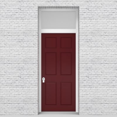 8.single Door With Transom Victorian 6 Panel Ruby Red (ral3003)