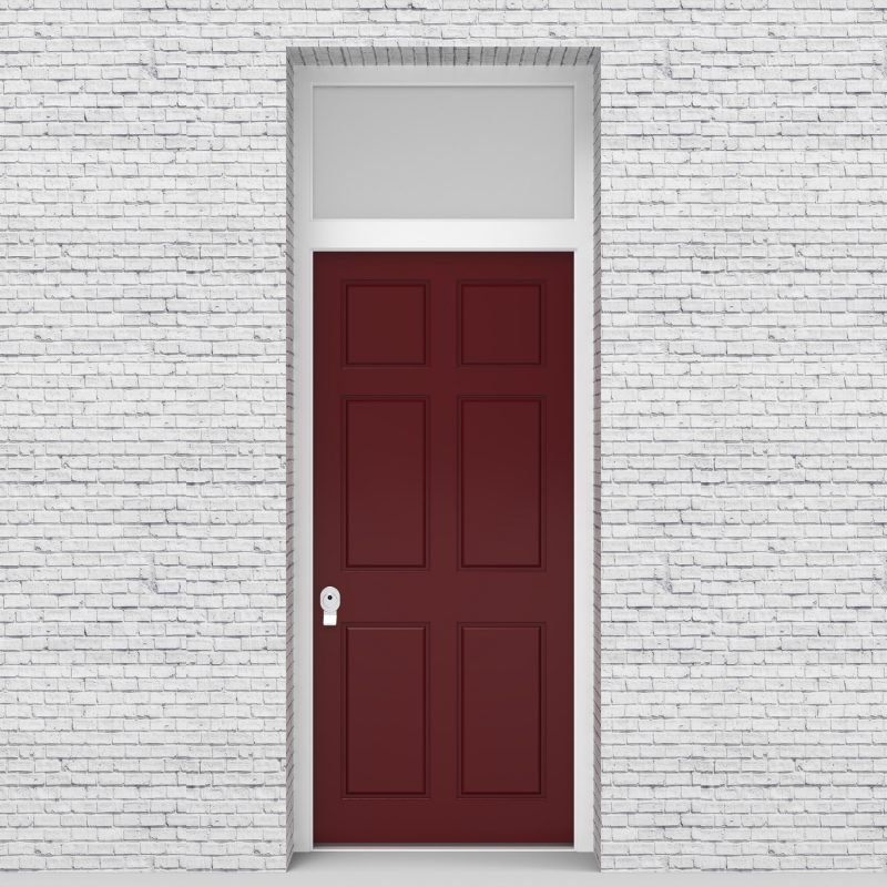 8.single Door With Transom Victorian 6 Panel Ruby Red (ral3003)
