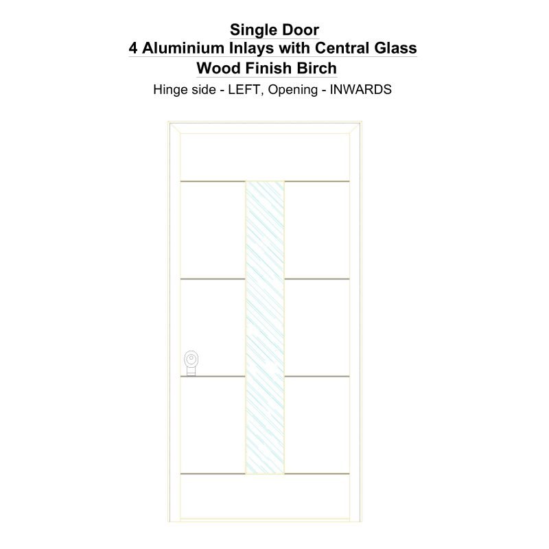 Sd 4 Aluminium Inlays With Central Glass Wood Finish Birch Security Door