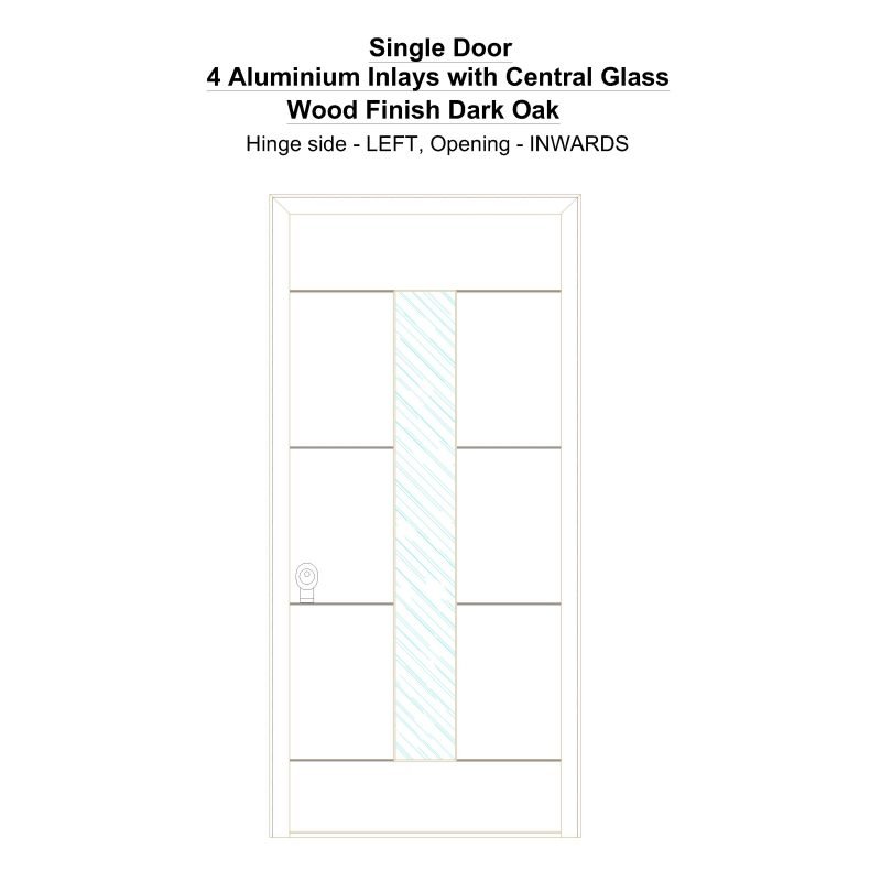Sd 4 Aluminium Inlays With Central Glass Wood Finish Dark Oak Security Door