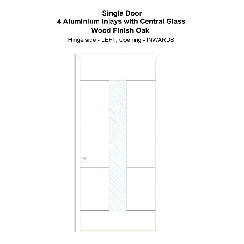 Sd 4 Aluminium Inlays With Central Glass Wood Finish Oak Security Door