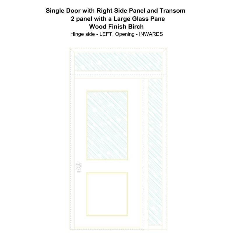 Sd1spt(right) 2 Panel With A Large Glass Pane Wood Finish Birch Security Door