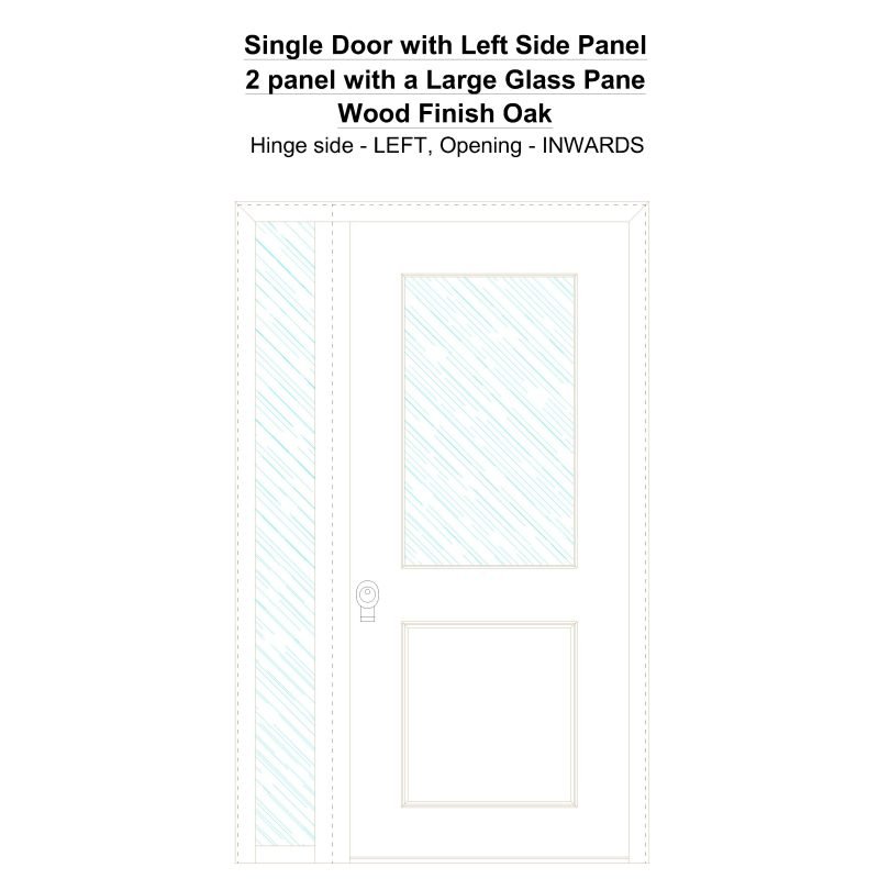 Sd1sp(left) 2 Panel With A Large Glass Pane Wood Finish Oak Security Door