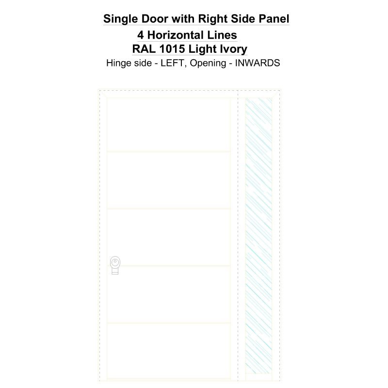 Sd1sp(right) 4 Horizontal Lines Ral1015 Light Ivory Security Door