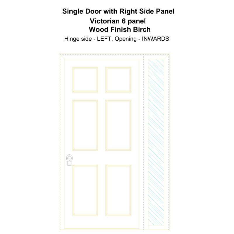 Sd1sp(right) Victorian 6 Panel Wood Finish Birch Security Door