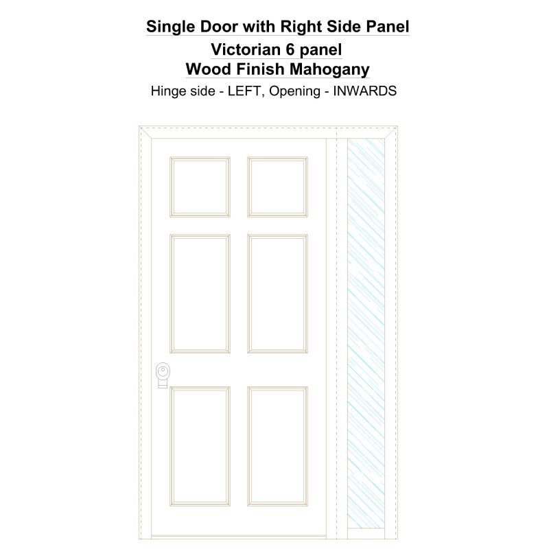 Sd1sp(right) Victorian 6 Panel Wood Finish Mahogany Security Door