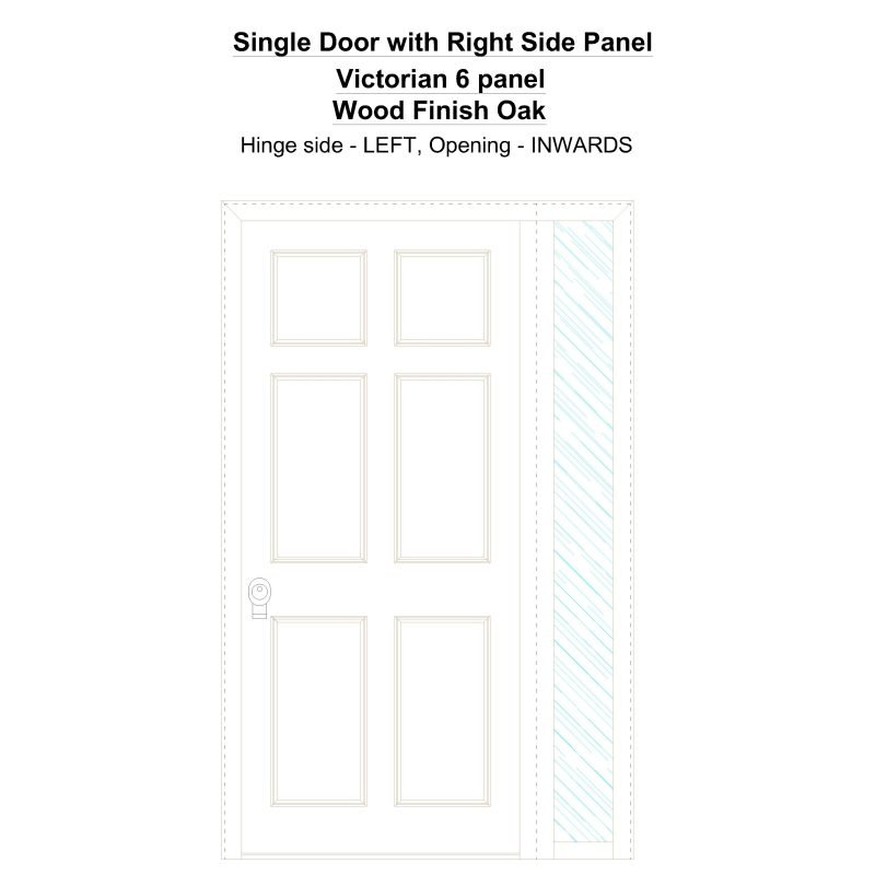 Sd1sp(right) Victorian 6 Panel Wood Finish Oak Security Door