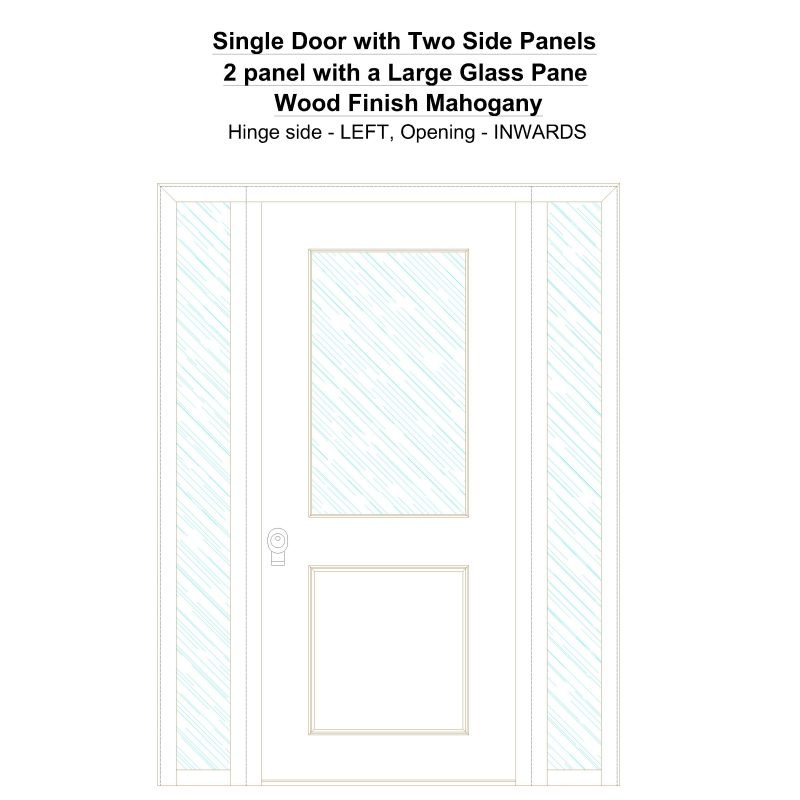 Sd2sp 2 Panel With A Large Glass Pane Wood Finish Mahogany Security Door