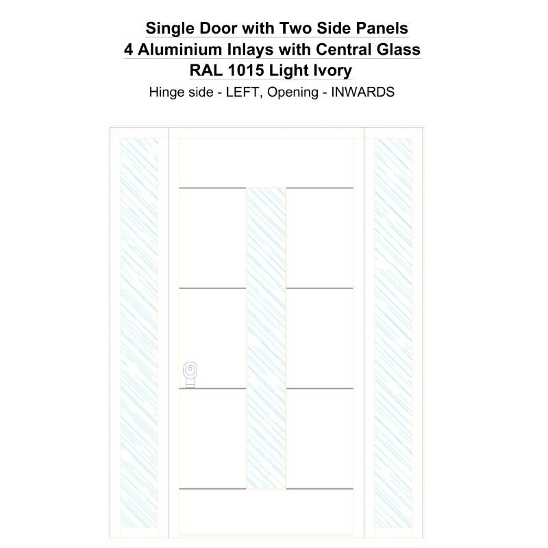 Sd2sp 4 Aluminium Inlays With Central Glass Ral 1015 Light Ivory Security Door