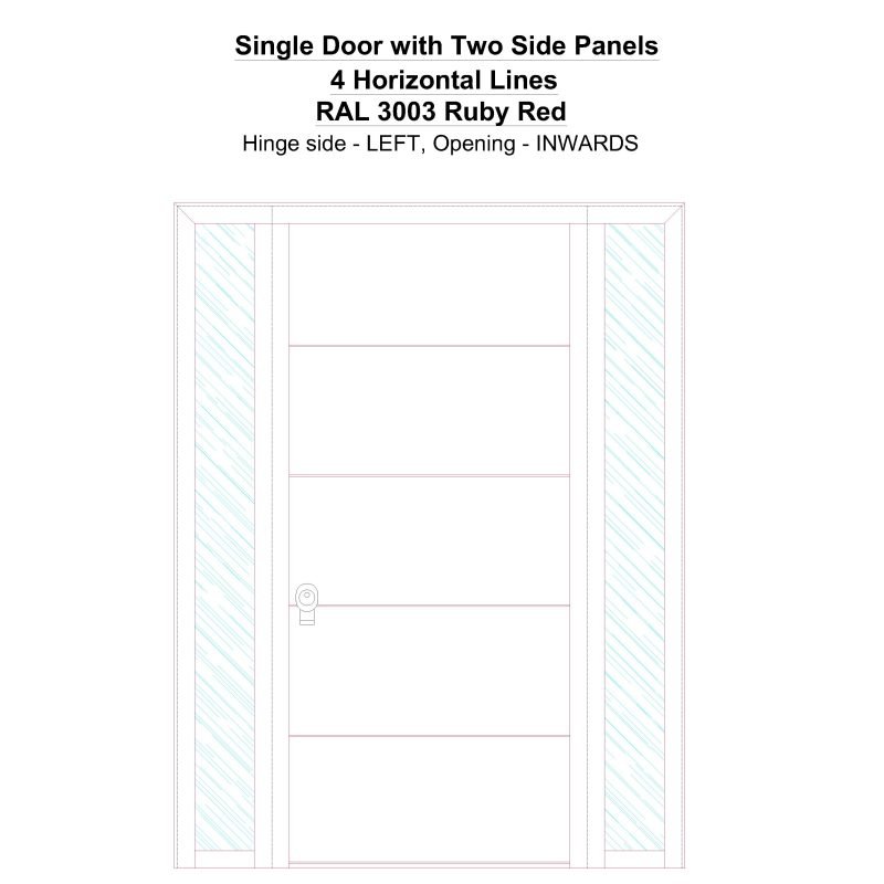 Sd2sp 4 Horizontal Lines Ral 3003 Ruby Red Security Door