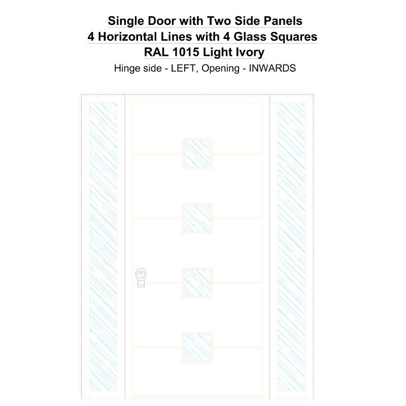 Sd2sp 4 Horizontal Lines With 4 Glass Squares Ral 1015 Light Ivory Security Door