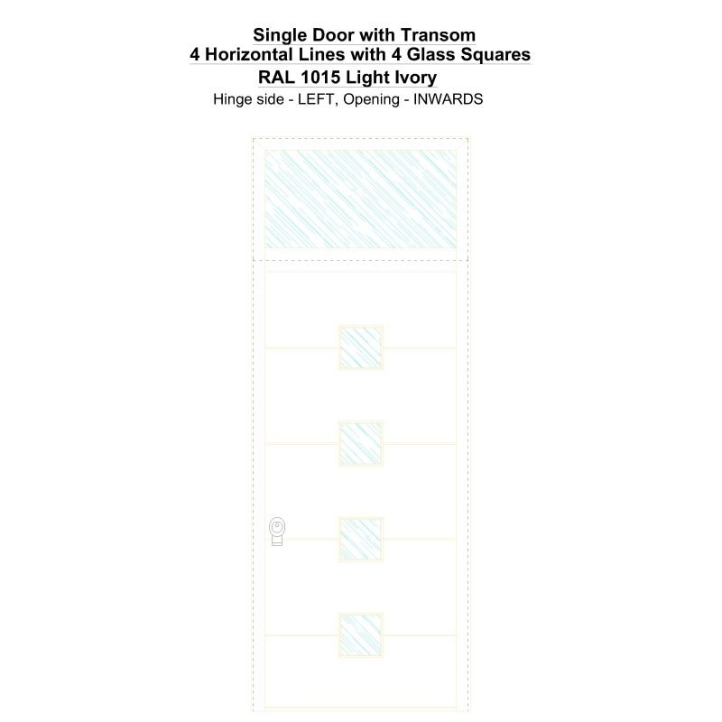 Sdt 4 Horizontal Lines With 4 Glass Squares Ral 1015 Light Ivory Security Door