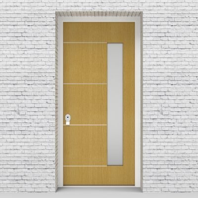 1.single Door 4 Aluminium Inlays With Hinge Side Glass Birch