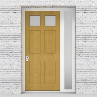 1.single Door With Right Side Panel Victorian 6 Panel With 2 Glass Panes Birch