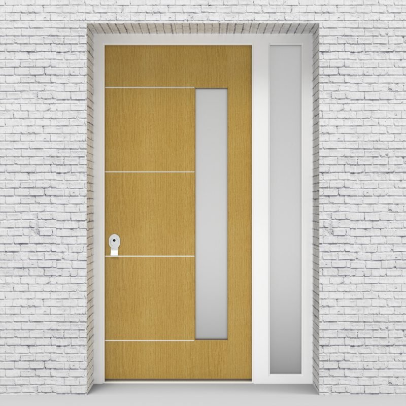 1.single Door With Right Side Panel 4 Aluminium Inlays With Hinge Side Glass Birch