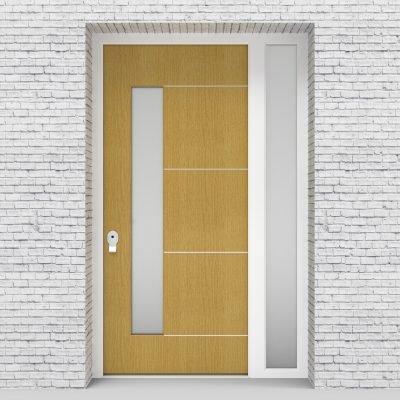 1.single Door With Right Side Panel 4 Aluminium Inlays With Lock Side Glass Birch