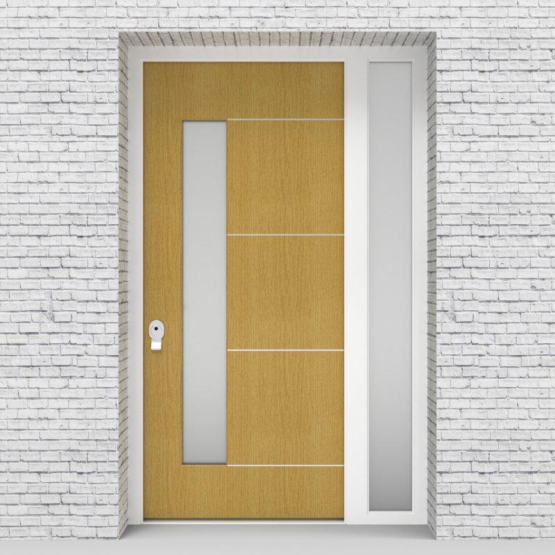 1.single Door With Right Side Panel 4 Aluminium Inlays With Lock Side Glass Birch