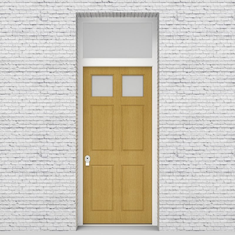 1.single Door With Transom Victorian 6 Panel With 2 Glass Panes Birch