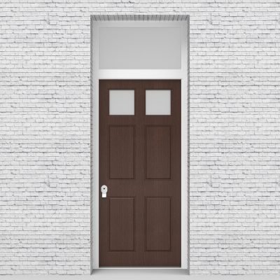 2.single Door With Transom Victorian 6 Panel With 2 Glass Panes Dark Oak