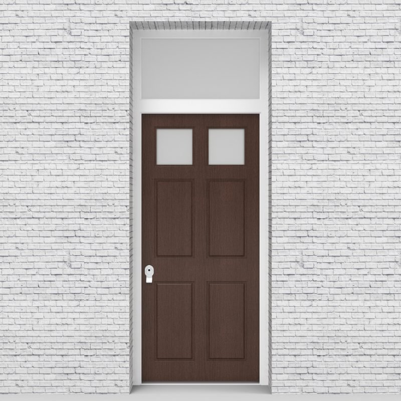 2.single Door With Transom Victorian 6 Panel With 2 Glass Panes Dark Oak