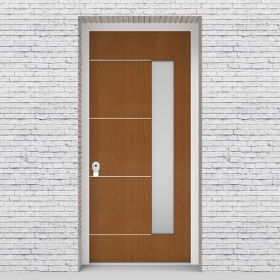 4.single Door 4 Aluminium Inlays With Hinge Side Glass Oak