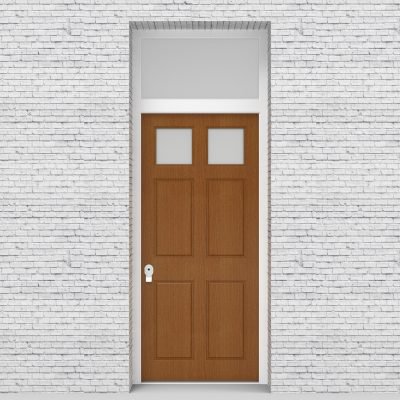 4.single Door With Transom Victorian 6 Panel With 2 Glass Panes Oak