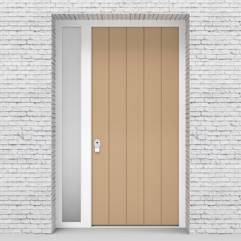 7.single Door With Left Side Panel 4 Vertical Lines Light Ivory (ral1015)