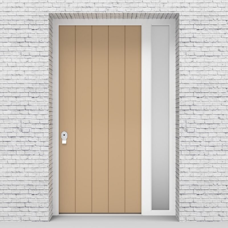 7.single Door With Right Side Panel 4 Vertical Lines Light Ivory (ral1015)