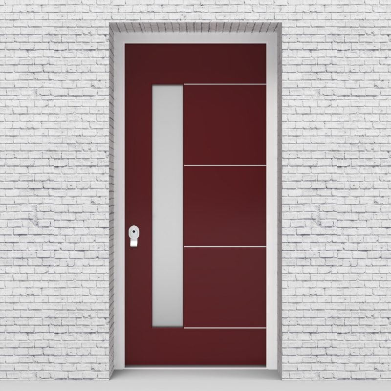 8.single Door 4 Aluminium Inlays With Lock Side Glass Ruby Red (ral3003)