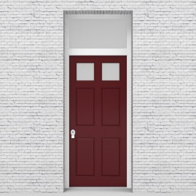 8.single Door With Transom Victorian 6 Panel With 2 Glass Panes Ruby Red (ral3003)