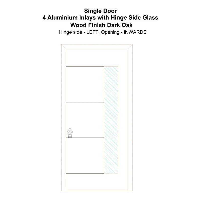 Sd 4 Aluminium Inlays With Hinge Side Glass Wood Finish Dark Oak Security Door