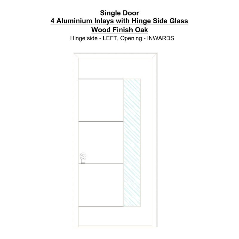 Sd 4 Aluminium Inlays With Hinge Side Glass Wood Finish Oak Security Door