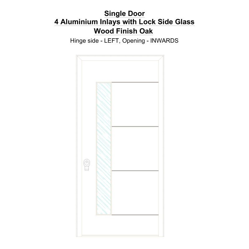 Sd 4 Aluminium Inlays With Lock Side Glass Wood Finish Oak Security Door