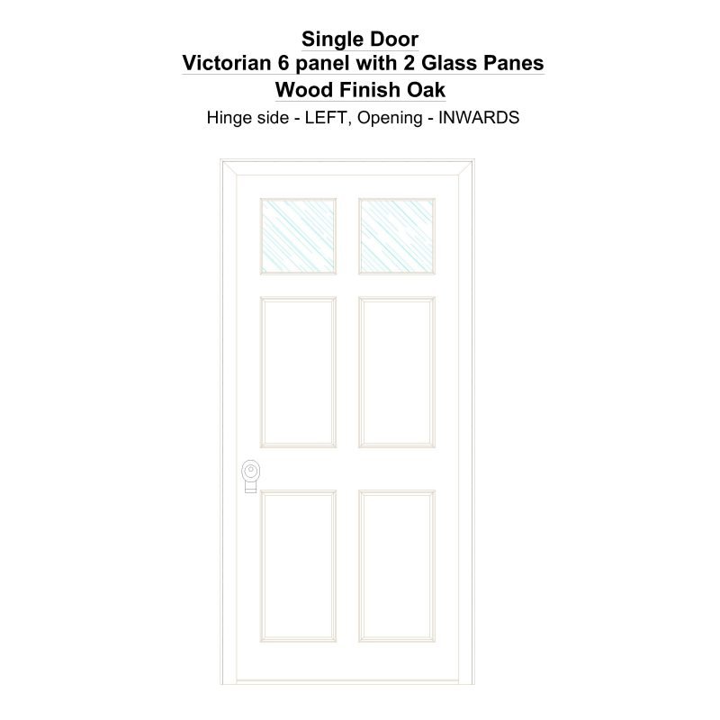 Sd Victorian 6 Panel With 2 Glass Panes Wood Finish Oak Security Door