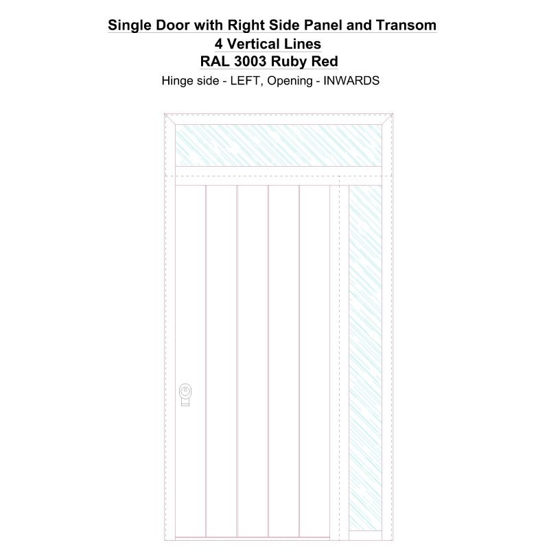 Sd1spt(right) 4 Vertical Lines Ral 3003 Ruby Red Security Door