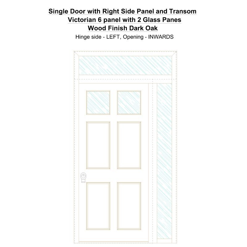 Sd1spt(right) Victorian 6 Panel With 2 Glass Panes Wood Finish Dark Oak Security Door