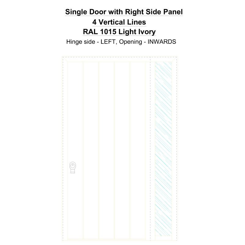 Sd1sp(right) 4 Vertical Lines Ral 1015 Light Ivory Security Door