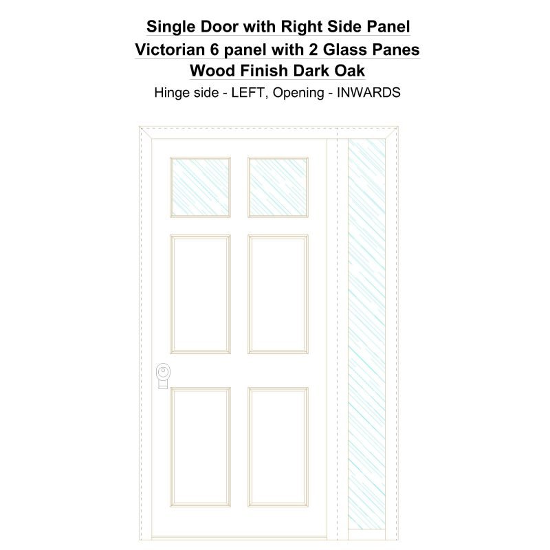 Sd1sp(right) Victorian 6 Panel With 2 Glass Panes Wood Finish Dark Oak Security Door