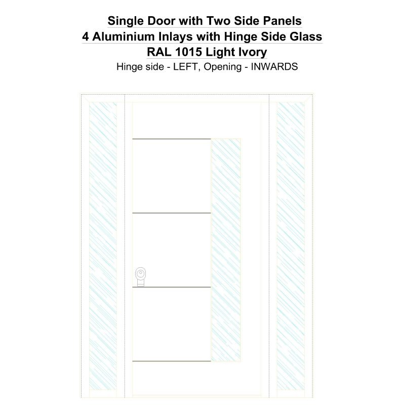Sd2sp 4 Aluminium Inlays With Hinge Side Glass Ral 1015 Light Ivory Security Door