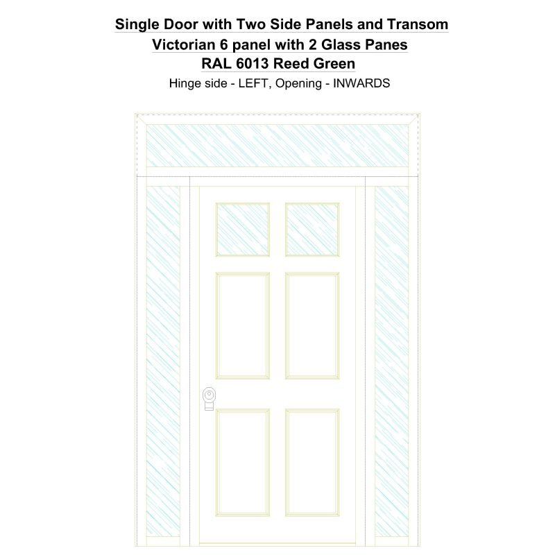 Sd2spt Victorian 6 Panel With 2 Glass Panes Ral 6013 Reed Green Security Door