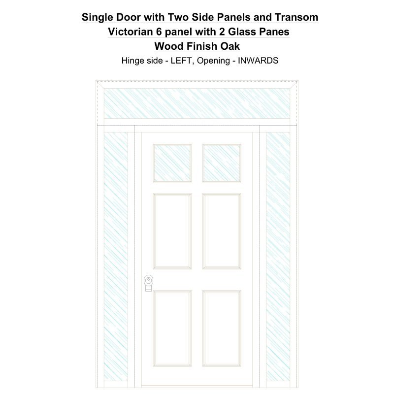 Sd2spt Victorian 6 Panel With 2 Glass Panes Wood Finish Oak Security Door