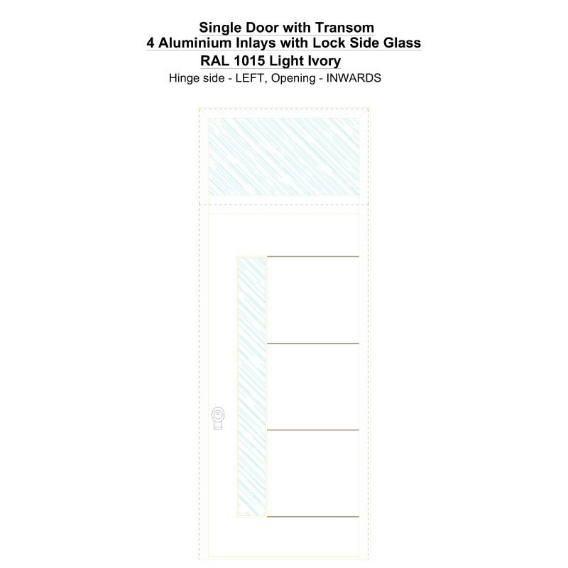 Sdt 4 Aluminium Inlays With Lock Side Glass Ral 1015 Light Ivory Security Door