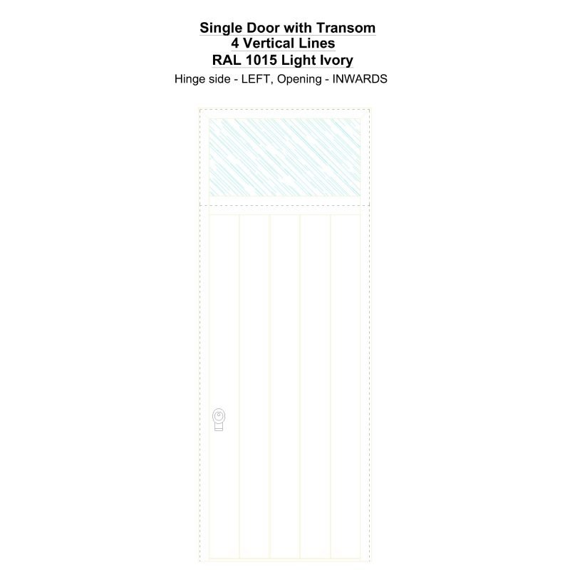 Sdt 4 Vertical Lines Ral 1015 Light Ivory Security Door